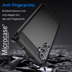 Microcase Samsung Galaxy A36 5G ile Uyumlu Brushed Carbon Fiber Silikon Kılıf - Siyah AL3332