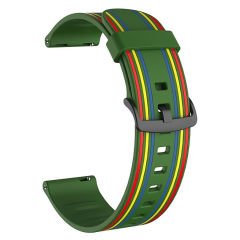 Microcase Huawei Watch GT Sport için Çizgi Desenli Silikon Kordon Kayış - KY28 Siyah