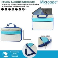 Microcase Samsung Galaxy Tab S9 FE X510 10.9 inch ile uyumlu Tablet Macbook Laptop Tablet Çantası 2 Bölmeli AL4821 Krem Turkuaz Bej