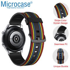 Microcase Huawei Watch GT Sport için Çizgi Desenli Silikon Kordon Kayış - KY28 Siyah