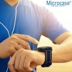 Microcase Huawei Watch GT Sport için Çizgi Desenli Silikon Kordon Kayış - KY28 Siyah