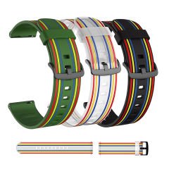 Microcase Huawei Watch GT Sport için Çizgi Desenli Silikon Kordon Kayış - KY28 Siyah