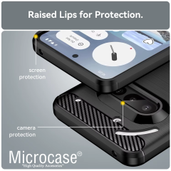 Microcase Nothing Phone 3A ile Uyumlu Brushed Carbon Fiber Silikon Kılıf - Siyah AL3332