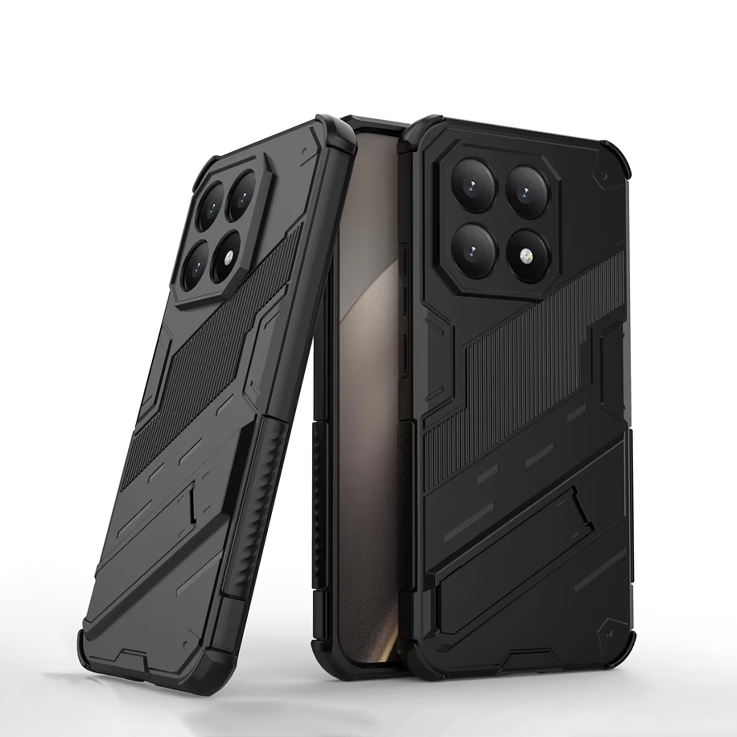 Microcase Xiaomi 15T Matrix Serisi Armor Standlı Perfect Koruma Kılıf - Siyah AL3416