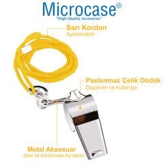 Microcase Paslanmaz Çelik Düdük Hakem ve Deprem Sinyal Düdüğü - AL3617