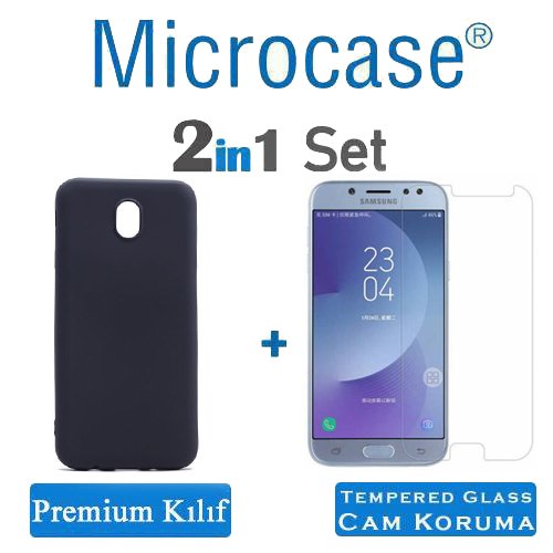 Microcase Samsung J7 Pro Premium Mat Silikon Kılıf + Ekran Koruma