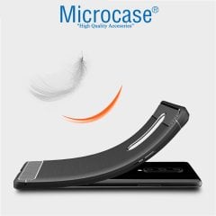 Microcase OnePlus 8 Brushed Carbon Fiber Silikon Kılıf - Siyah