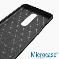 Microcase OnePlus 8 Brushed Carbon Fiber Silikon Kılıf - Siyah