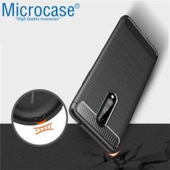 Microcase OnePlus 8 Brushed Carbon Fiber Silikon Kılıf - Siyah