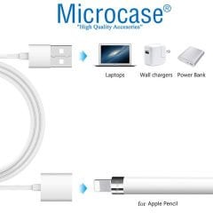 Microcase Apple Pencil Uzatma Adaptör Kablo 8 Pin To Usb - Beyaz AL4074