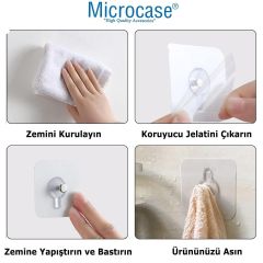 Microcase Güçlü Plastik Yapışkanlı Hanger Banyo Mutfak Eşya Vb. Ürün Askılığı AL4465 - 5 Adet
