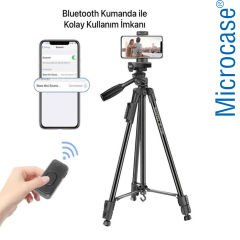Microcase NP-3180S Bluetooth Kumandalı Kamera DSLR Telefon Tutuculu Tripod 129cm  - AL4646