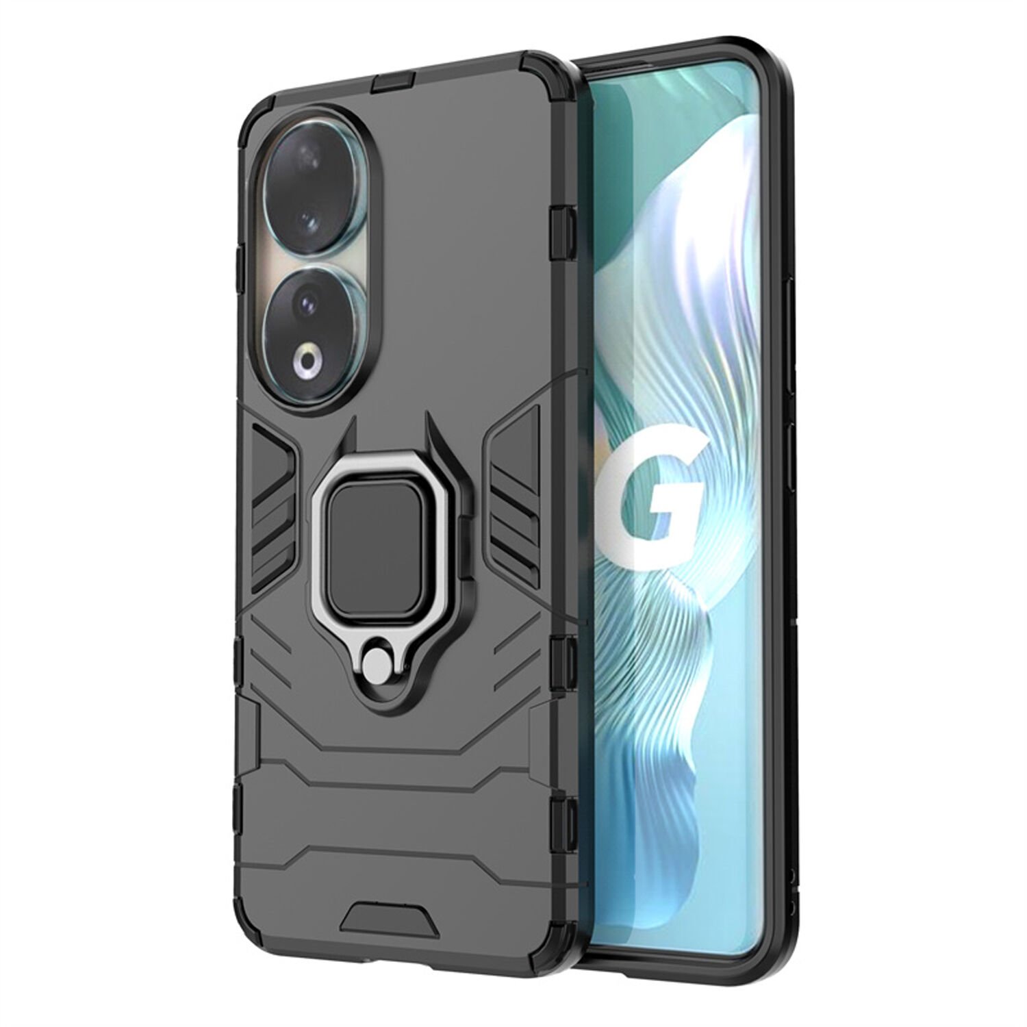 Microcase Honor 90 Batman Serisi Yüzük Standlı Armor Kılıf - Siyah AL3349