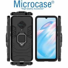 Microcase Vivo X50 Lite Batman Serisi Yüzük Standlı Armor Kılıf - Siyah
