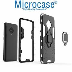 Microcase Vivo X50 Lite Batman Serisi Yüzük Standlı Armor Kılıf - Siyah