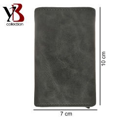 YB Collection Otomatik Mekanizmalı Kutulu Rfid Korumalı Para ve Kartlık Bölmeli Deri Cüzdan - AL3639 Gri