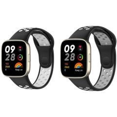 Microcase Xiaomi Redmi Watch 3 Active 1.83 inch için Uyumlu Delikli Silikon Kordon Kayış-KY89