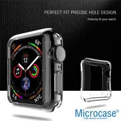 Microcase Apple Watch Seri 5 40 mm Önü Açık Tasarım Silikon Kılıf - Şeffaf