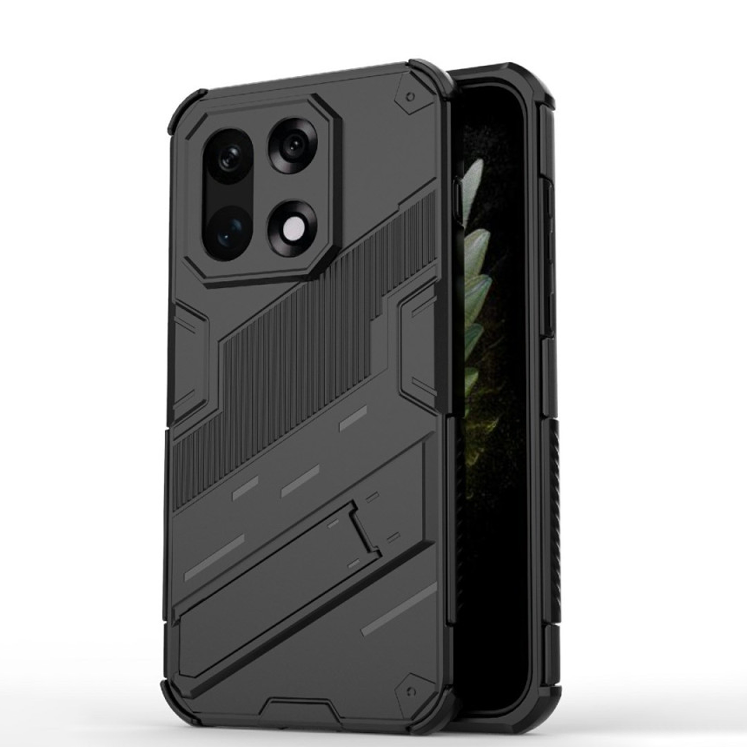 Microcase OnePlus 15 Matrix Serisi Armor Standlı Perfect Koruma Kılıf - Siyah AL3416