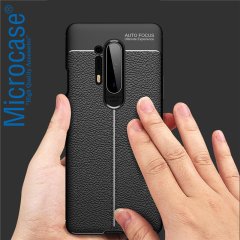 Microcase OnePlus 8 Pro Leather Tpu Silikon Kılıf - Siyah