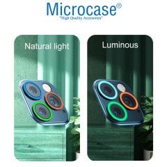 Microcase iPhone 13 Fosfor Işıklı Kamera Camı Lens Koruyucu Halka Set - Turuncu AL2883
