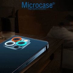 Microcase iPhone 13 Fosfor Işıklı Kamera Camı Lens Koruyucu Halka Set - Turuncu AL2883