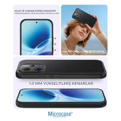 Microcase Vivo V70 5G Luna Serisi Köşe Korumalı Sert Rubber Kılıf - AL3422 Siyah