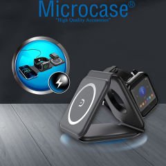 Microcase Iphone Watch ile uyumlu Manyetik Katlanabilir 30W 3in1 Kablosuz Şarj Standı-AL4075