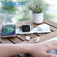 Microcase Iphone Watch ile uyumlu Manyetik Katlanabilir 30W 3in1 Kablosuz Şarj Standı-AL4075