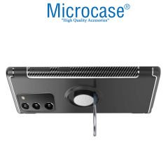 Microcase Samsung Galaxy Note 20 Yüzük standlı Armor Silikon Kılıf - Siyah