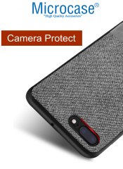 Microcase iPhone 7 Plus Fabrik Serisi Kumaş ve Deri Desen Kılıf - Gri