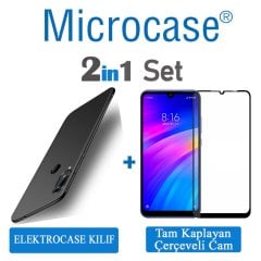 Xiaomi Redmi 7 Elektrocase Silikon Kılıf + Tam Kaplayan Cam