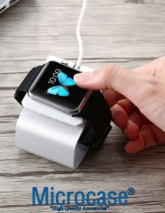 Microcase Apple Watch Seri 5 40 mm için Alüminyum Şarj Standı - Gümüş