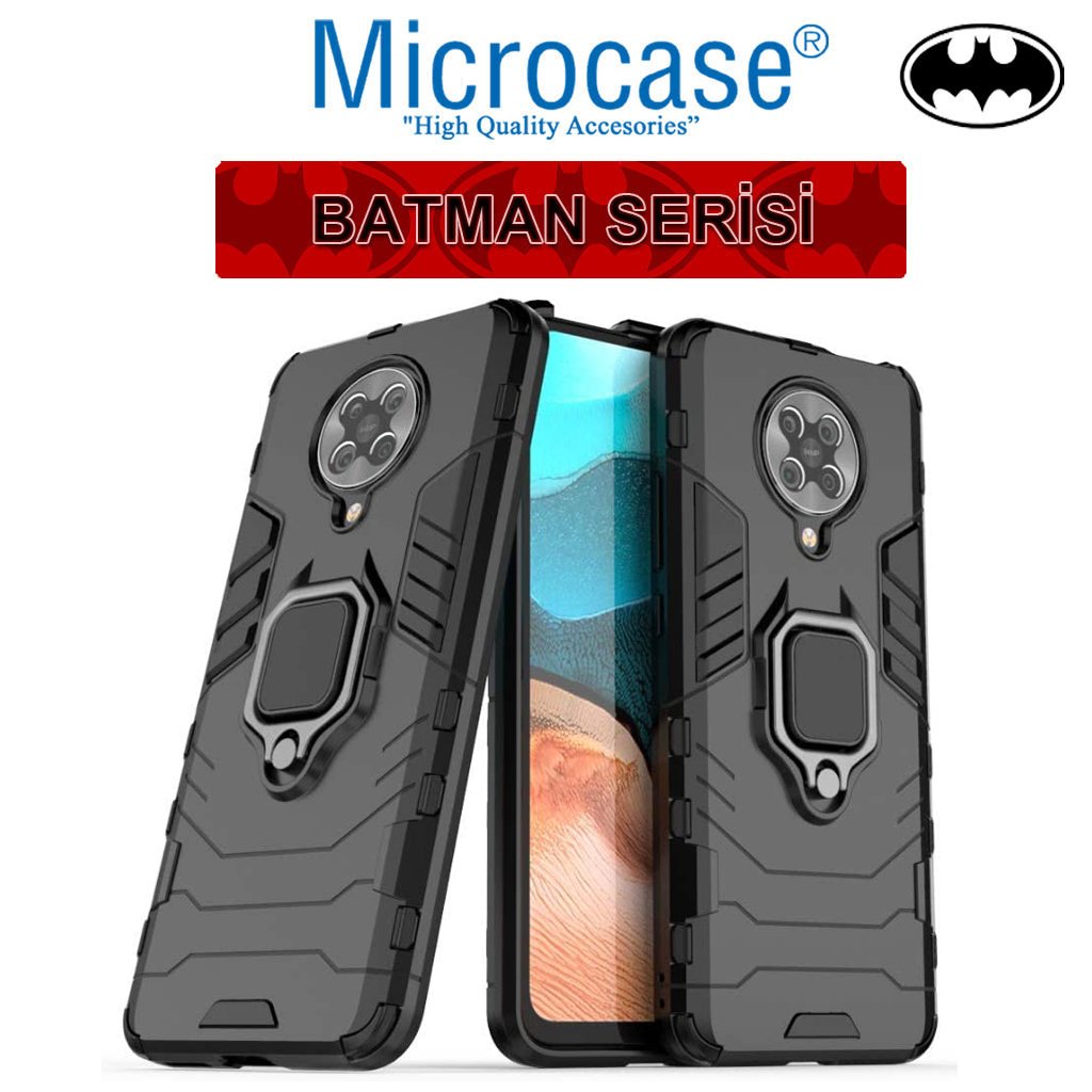 Microcase Xiaomi Poco F2 Pro - Redmi K30 Pro Batman Serisi Yüzük Standlı Armor Kılıf - Siyah