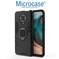 Microcase Xiaomi Poco F2 Pro - Redmi K30 Pro Batman Serisi Yüzük Standlı Armor Kılıf - Siyah