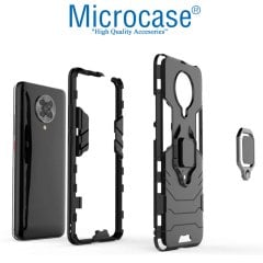 Microcase Xiaomi Poco F2 Pro - Redmi K30 Pro Batman Serisi Yüzük Standlı Armor Kılıf - Siyah