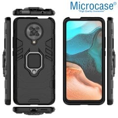 Microcase Xiaomi Poco F2 Pro - Redmi K30 Pro Batman Serisi Yüzük Standlı Armor Kılıf - Siyah