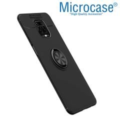 Microcase Xiaomi Redmi Note 10 Lite Focus Serisi Yüzük Standlı Silikon Kılıf - Siyah