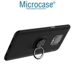 Microcase Xiaomi Redmi Note 10 Lite Focus Serisi Yüzük Standlı Silikon Kılıf - Siyah