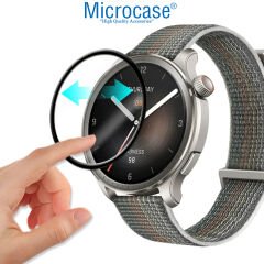 Microcase Amazfit Balance Tam Kaplayan Kavisli Ekran Koruyucu 3D Pet Film - Siyah AL3385