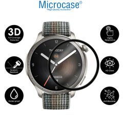 Microcase Amazfit Balance Tam Kaplayan Kavisli Ekran Koruyucu 3D Pet Film - Siyah AL3385