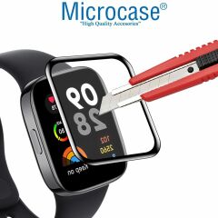 Microcase Amazfit Balance Tam Kaplayan Kavisli Ekran Koruyucu 3D Pet Film - Siyah AL3385