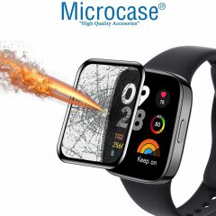 Microcase Amazfit Balance Tam Kaplayan Kavisli Ekran Koruyucu 3D Pet Film - Siyah AL3385