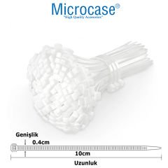Microcase Plastik Kablo Bağı Cırt Kelepçe 3.6 X 100MM  Şeffaf 100 Adet-AL4480