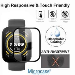 Microcase Amazfit Bip 5 Tam Kaplayan Kavisli Ekran Koruyucu 3D Pet Film - Siyah AL3385