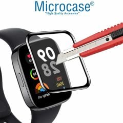 Microcase Amazfit Bip 5 Tam Kaplayan Kavisli Ekran Koruyucu 3D Pet Film - Siyah AL3385