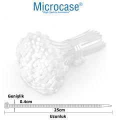 Microcase Plastik Kablo Bağı Cırt Kelepçe 3.6 X 250MM  Şeffaf 100 Adet-AL4481