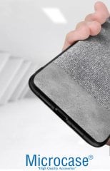 Microcase iPhone X - iPhone XS Fabrik Serisi Kumaş ve Deri Desen Kılıf - Gri