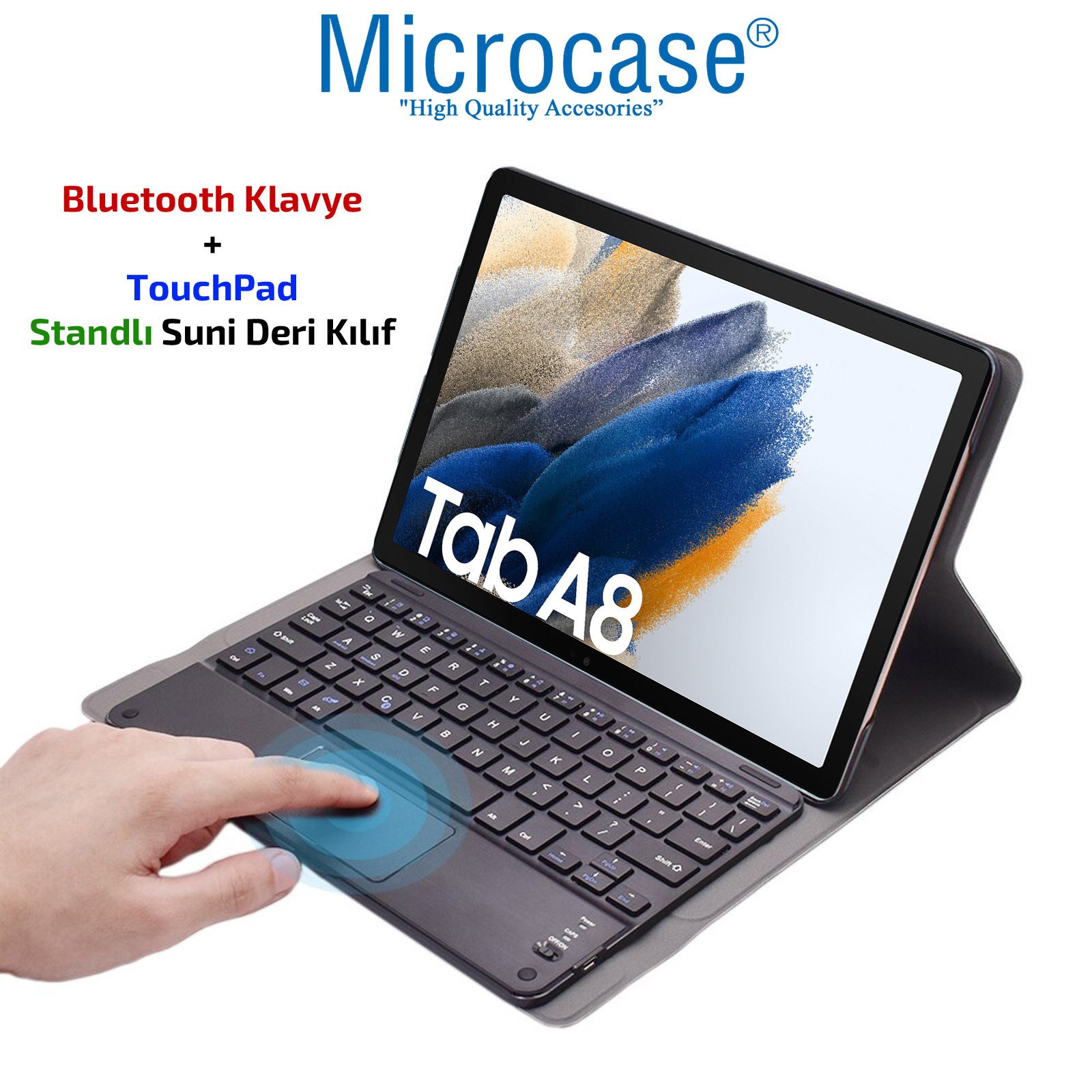 Microcase Samsung Galaxy Tab A8 SM-X200 10.5 (2021) Bluetooth Klavye + Touchpad Standlı Kılıf - BKK2