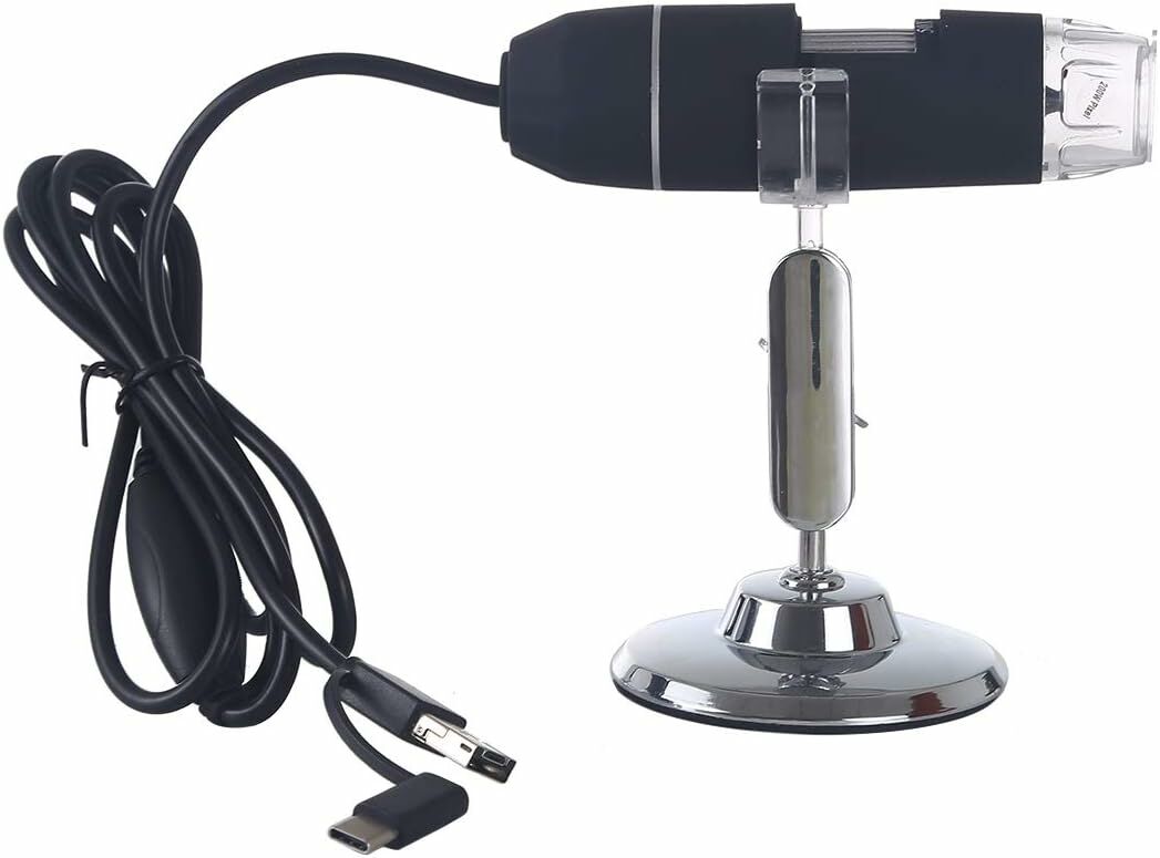 Microcase 3in1 Micro Type-C Usb Bağlantılı 1600x Dijital Mikroskop USB HD Cmos 8 Led Digital Microscobe AL4078